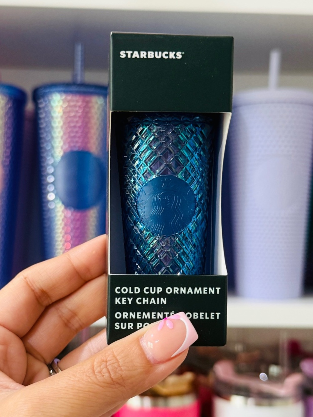 Navy Jeweled Starbucks Keychain